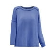 thumbnail image 3 of Womens Fall Tops, Comdrip Womens Long Sleeve Shirts Oversized Fall Ribbed Side Slit Tops Casual Textured Loose Fit Sweaters Tees Casual Womens Tops Blue S, 3 of 3
