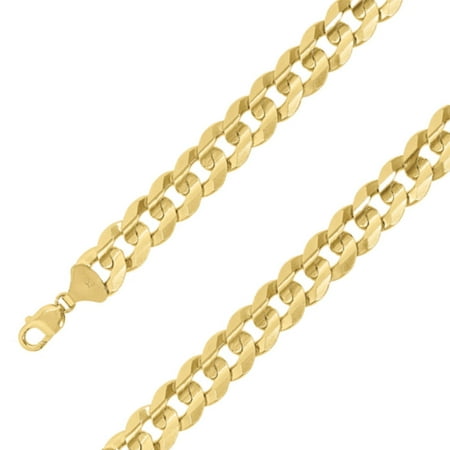 Men’s Women's 16 mm 10k Solid Yellow Gold Cuban Chain Necklace - Size ...