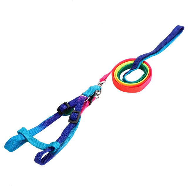 Adjustable Colorful Pet Dog Puppy Rabbit Nylon Harness Collar Leash Lead Strap