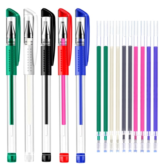 Sew Mama Heat Erase Fabric Marking Pens with 10 Free Refills for Quilting Sewing, 5 Colors Assorted Pack(White, Black, Red, Green, Blue)