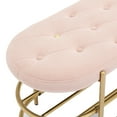 thumbnail image 6 of Velvet Ottoman Bench with 2-Tier Open Shelf, End of Bed Bench with Sturdy Metal Legs, Entryway Shoe Bench with Soft Padded Seat for Living Room, Bedroom, Pink, 6 of 7
