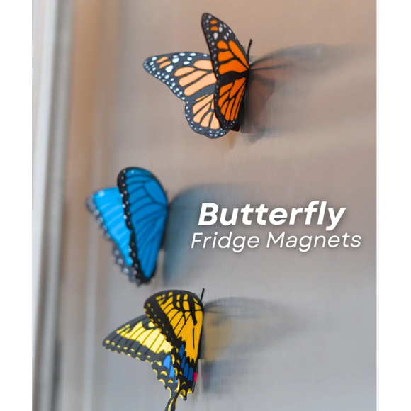 Butterfly Fridge Magnets – Realistic 3D Printed Monarch, Tiger Swallowtail & Blue Morpho – Beginner Friendly