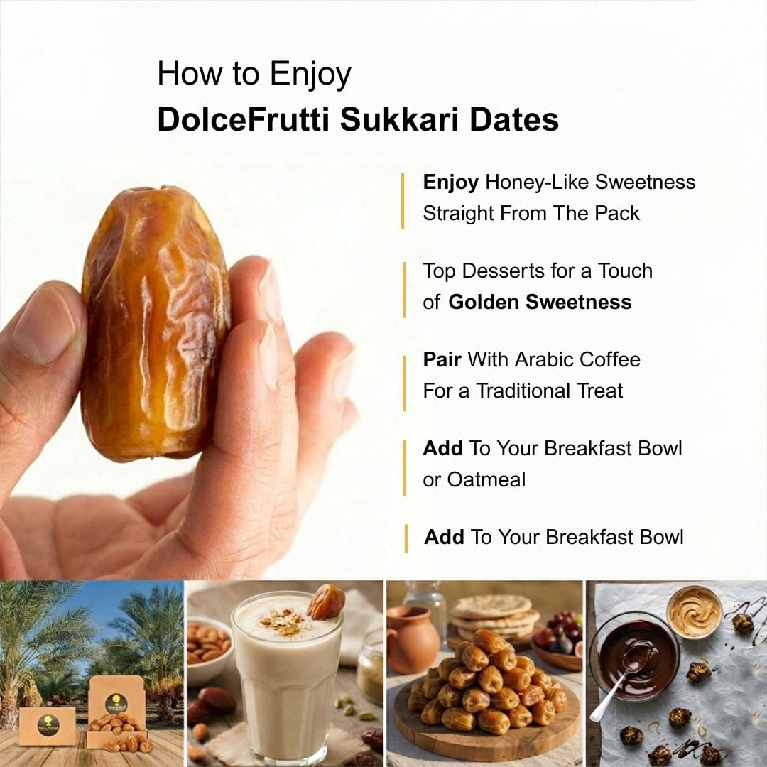 Dolce Frutti Sukkari Dates, Naturally Sweet Soft Dried Dates, 1 Lb