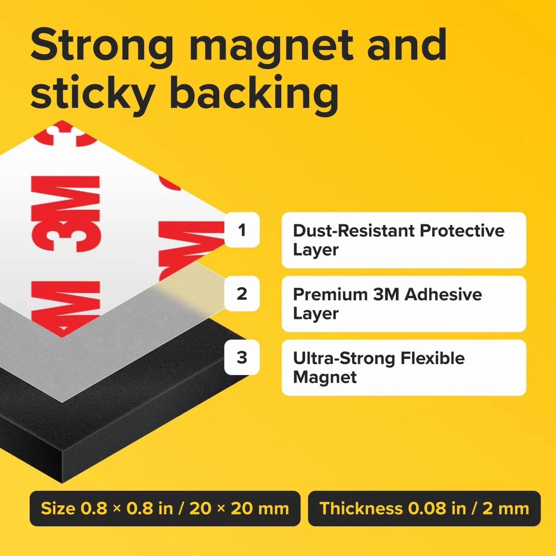 Hyper-Sticky Magnets With Adhesive Backing - Strong Magnetic Squares For Whitebo