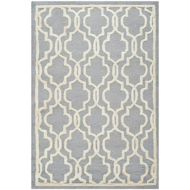 Safavieh Cambridge 2'6" X 12' Hand Tufted Wool Rug in Silver and Ivory