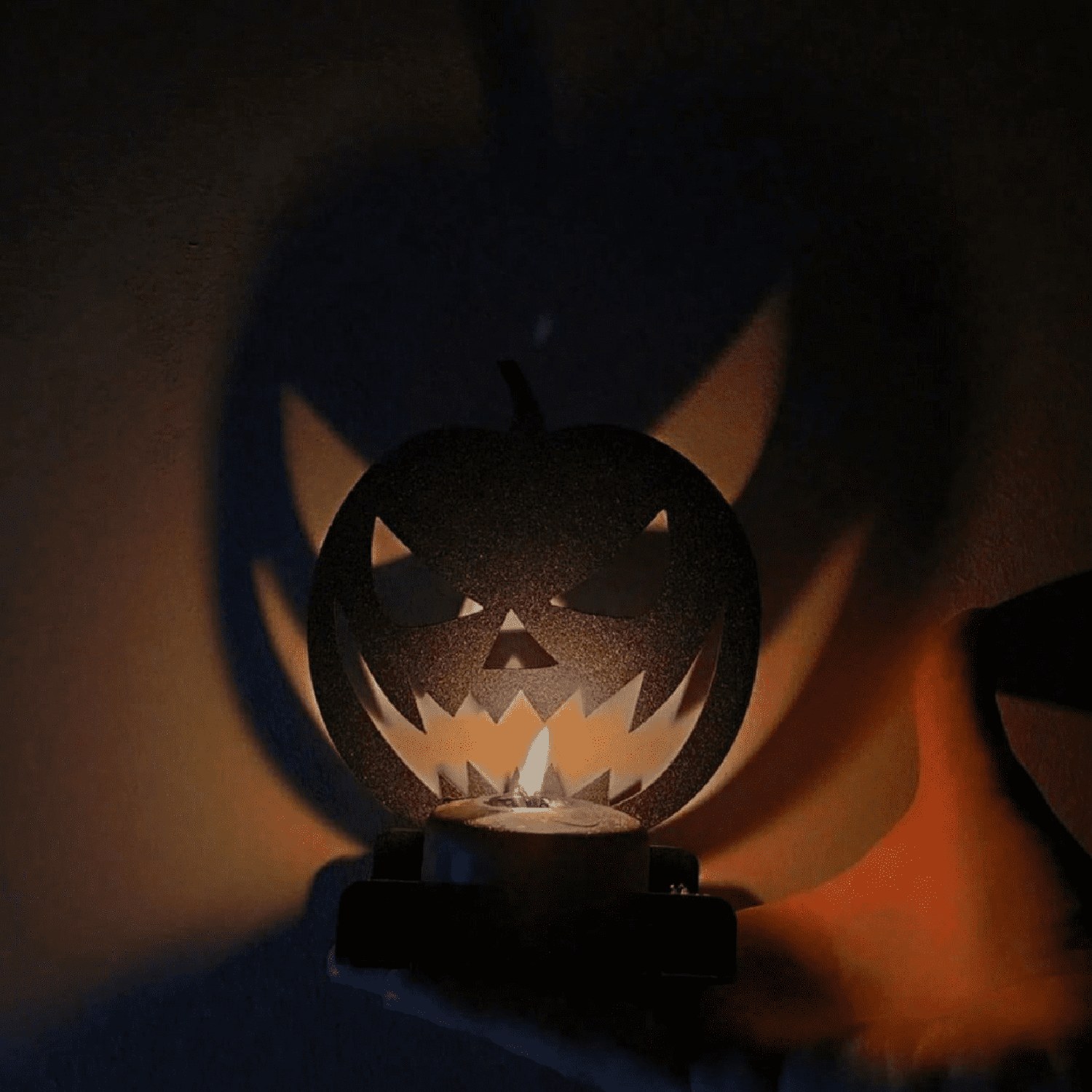 Gothic Pumpkin Candle Holder Lightweight Iron for Halloween and Fall Decor