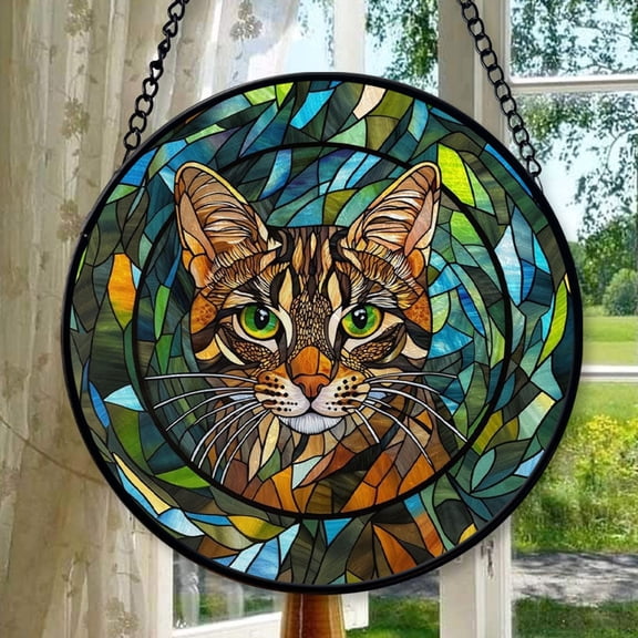 Stained Glass Window Hanging Cat, Valentine’s Day Decor, Festival Gift Ornament, Christmas Ornament Gift, Mother’s Day Keepsake, Keepsake 2025