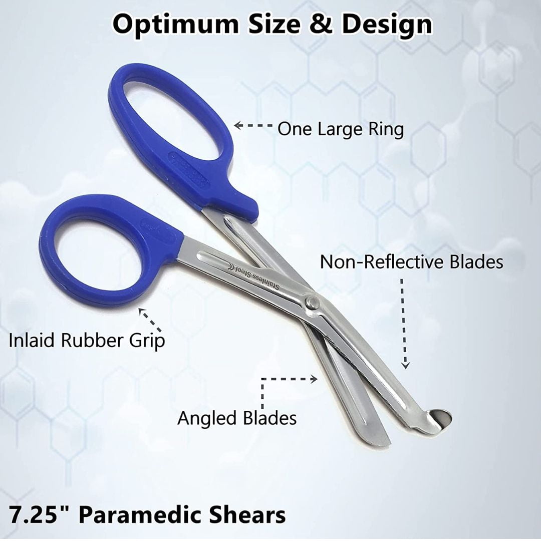 24/Pack Royal Blue Handle Trauma Shears 7.25" Stainless Steel Scissors for Paramedics, EMT, Nurses, Firefighters + More