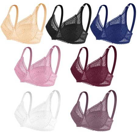 

Women s Oversized Thin Adjustable Lingerie Big Breasts Show Small Women Gather Large Size Lace Comfortable Soft Full Coverage Underwired Bras(2-Packs)