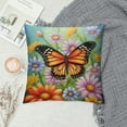 thumbnail image 2 of Nawypu  Flower Butterfly Throw Pillow Covers Watercolor&nbsp;Daisy&nbsp;Tulip Farmhouse Cushion Cover Spring Floral Pillow Case Outdoor Animal Pillowcase&nbsp;(Butterfly ), 2 of 5