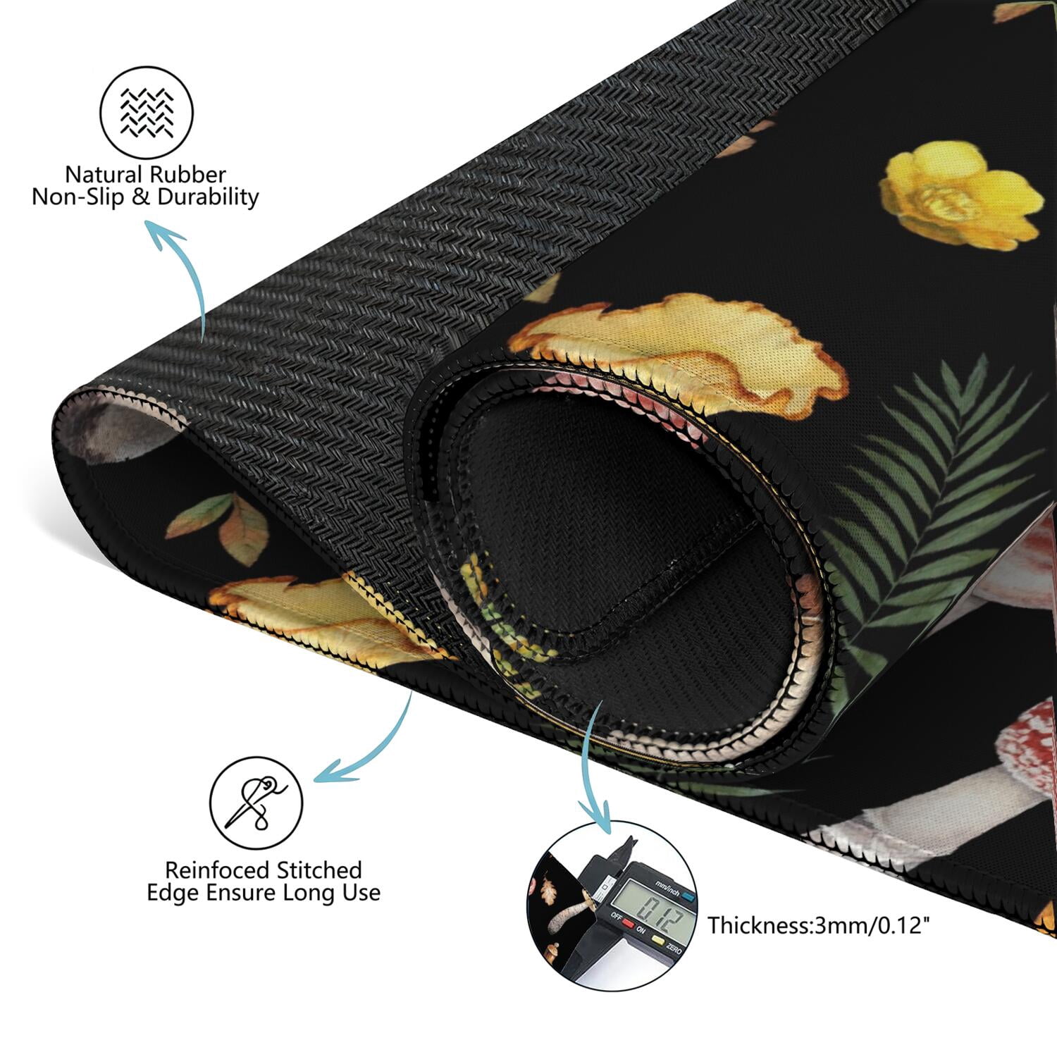 Plants Inspired Mahjong Mat 31.5x31.5 Inches Constructed from High Quality Rubber with Anti-Slip Properties and Noise Reduction Qualities for Card Games Tiles