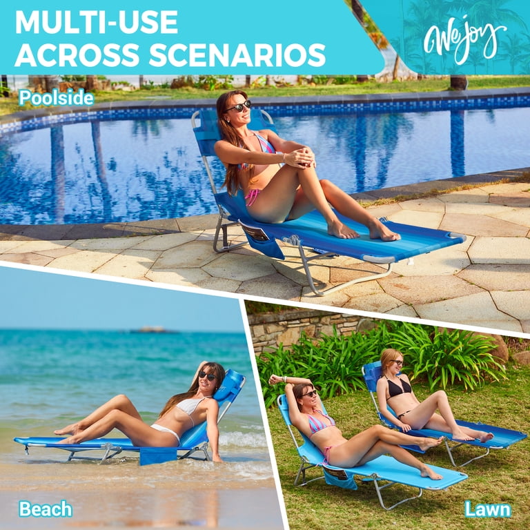 WEJOY Beach Chaise Lounge, 5-Position Tanning Chair with Face Hole photo 5