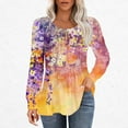 thumbnail image 2 of hxobax Women's Floral Long Sleeve T Shirts Round Neck Pleated Tunic Tops Casual Blouses for Leggings, 2 of 5