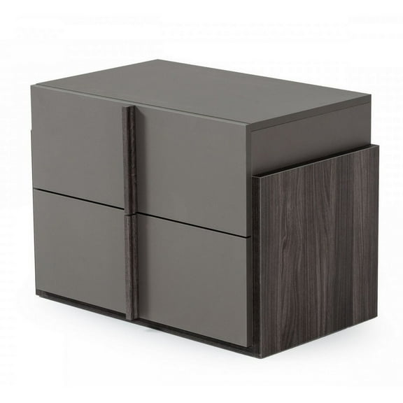 Wooden Frame Nightstand with 2 Self Closing Drawers, Gray- Saltoro Sherpi