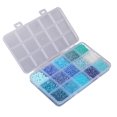 thumbnail image 4 of Craft Seed Beads, Glass Seed Beads Plastic Box Packaging Compact Portable 15 Compartments  For Clothes Light Green,Blue,Yellow,Light Purple, 4 of 8