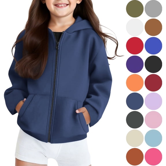 Boys And Girls Zip Up Hoodies Sweatshirt Casual Jacket Kids Long Sleeve Tops With Pockets