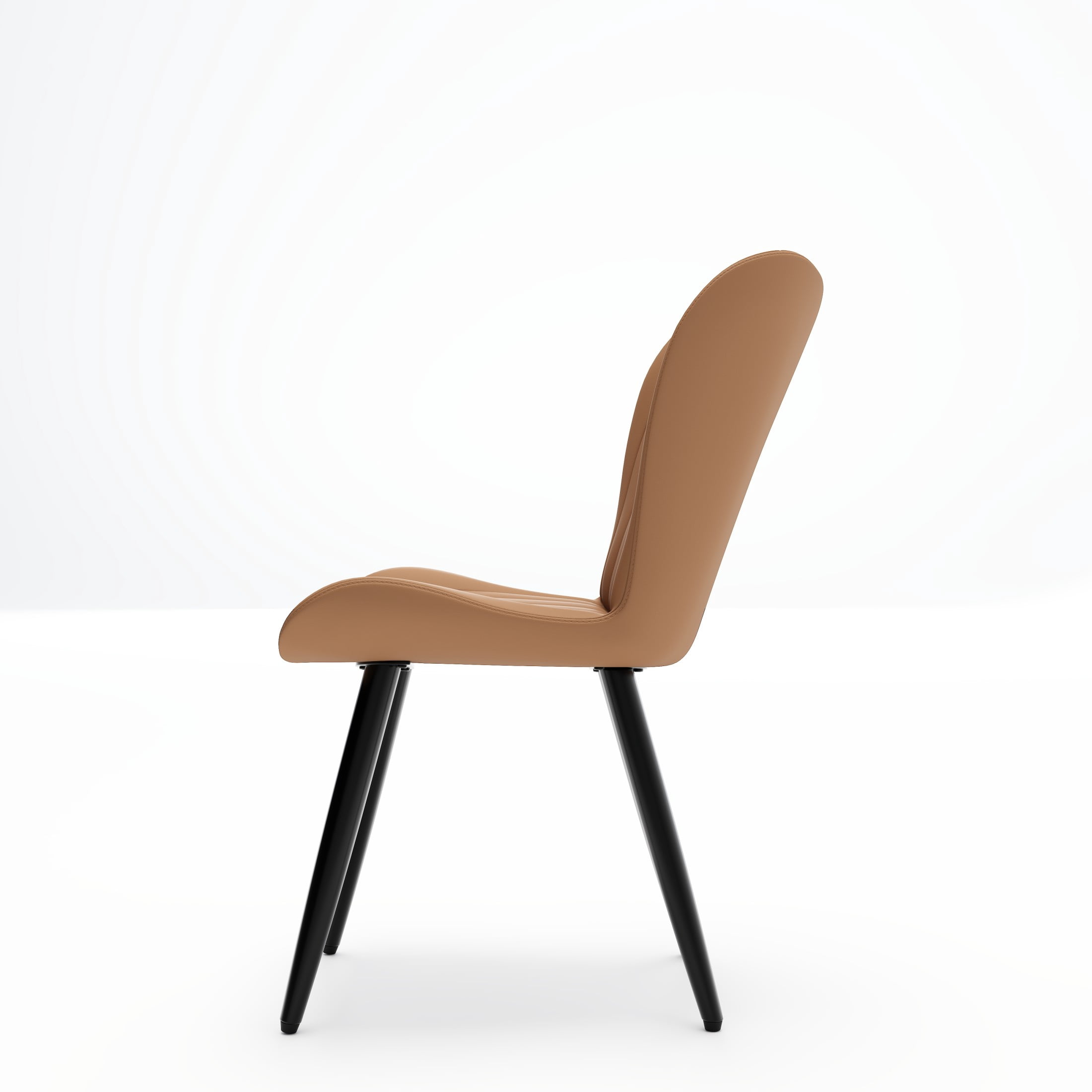 Noble House Modern PU Leather Dining Chairs with Metal Legs, Armless Padded Side Chairs, Kitchen, Brown, Set of 4