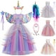 thumbnail image 2 of Fantasia-vestido de unicornio arcoíris para niñas, estilo de hoja de loto, flor, tul largo, Princesa, fiesta de cumpleaños Fivean unisex, 2 of 2