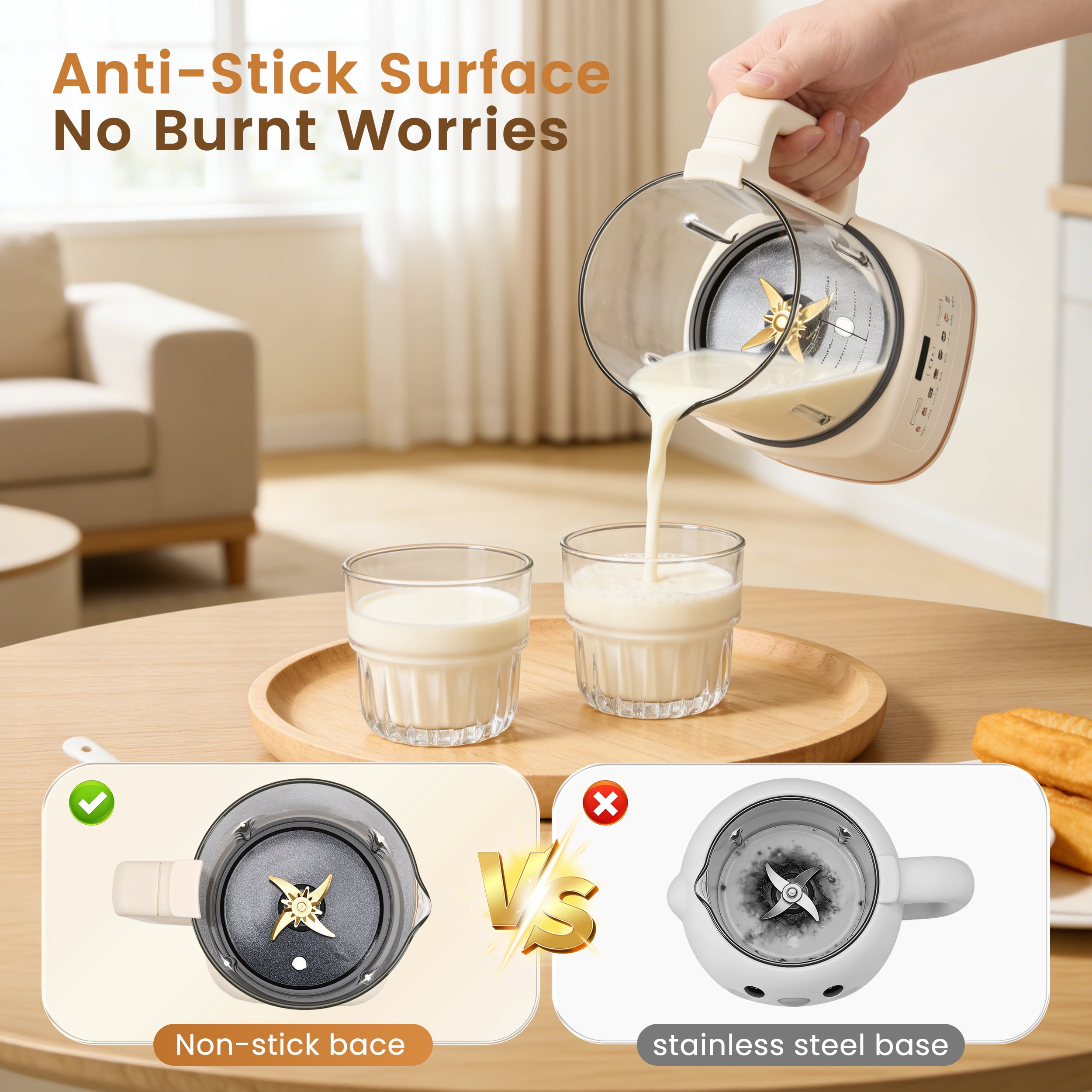 AMTPM 56oz Nut Milk Maker , 10-in-1 Automatic Vegan Milk Machine, for Almond Milk Oat Milk Soy Milk, Filter-Free, Self-Cleaning, 12H Timer