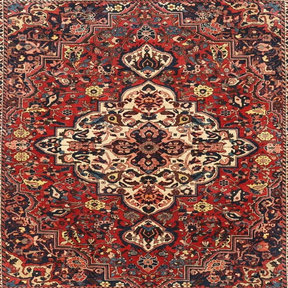 Ahgly Company Machine Washable Indoor Square Traditional Saffron Red Area Rugs, 6' Square