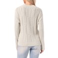 thumbnail image 3 of INSPIRE CHIC Cable Knit Sweater for Women's Round Neck Drop-Shoulder Long Sleeve Casual Fall Winter Sweater L Apricot, 3 of 6