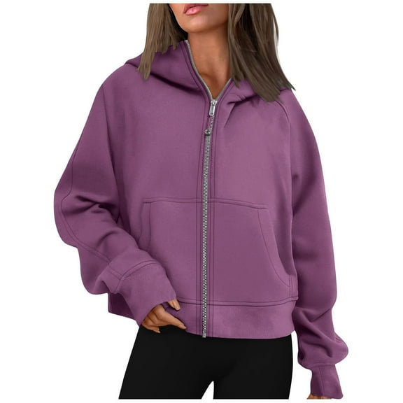 ShomPort Women's Casual Full Zip up Sweatshirt Long Sleeve Hoodie Lightweight Jacket with Pockets