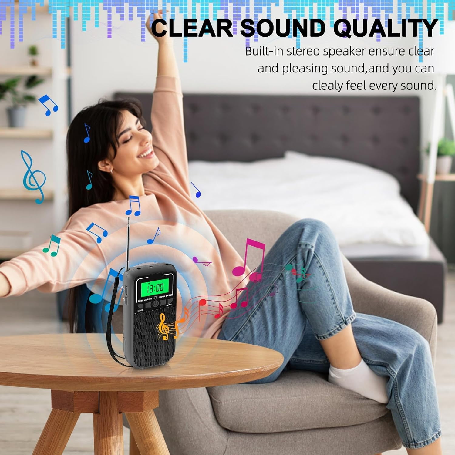 Portable Radio with LED Flashlight, AM FM SW, for Long Range Reception, Emergency Pocket Walkman Radio for Indoor, Outdoor,Walk,Jogging,Gym,Camping