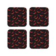 thumbnail image 1 of Vsdgher Dessous de Verre en Cuir Rouge Imprimé Piment pour Boissons, Ensemble de 4 Dessous de Verre Durables pour Protection de Table, Décoration Intérieure Luxueuse et Cadeau de Pendaison de Crémaillère-Carré, 1 of 6
