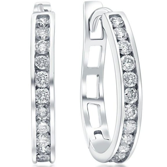 Pompeii 1/2Ct Diamond Hoops in 10k White or Yellow Gold (G,I1)