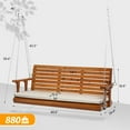 thumbnail image 2 of Zimtown 5FT OverSize Patio Wooden Porch Swing Swing Chair Bench with Hanging Chains for Outdoors Brown, 2 of 5