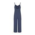 thumbnail image 3 of JURANMO Ofertas de Hoy en Liquidación Jumpsuits for Women Casual Ribbed Knit Sleeveless Romper Summer Spaghetti Strap Stretchy Wide Leg One Piece Pants with Pockets Navy M, 3 of 7