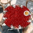 thumbnail image 2 of Red Christmas Round Tablecloth, Fitted Table Cover with Elastic for 45"-54" Round Tables, Winter Snowman Pine Tree Deer Snowflakes Table Cloth Outdoor Indoor Dinning Party Waterproof Tablecloths, 2 of 7