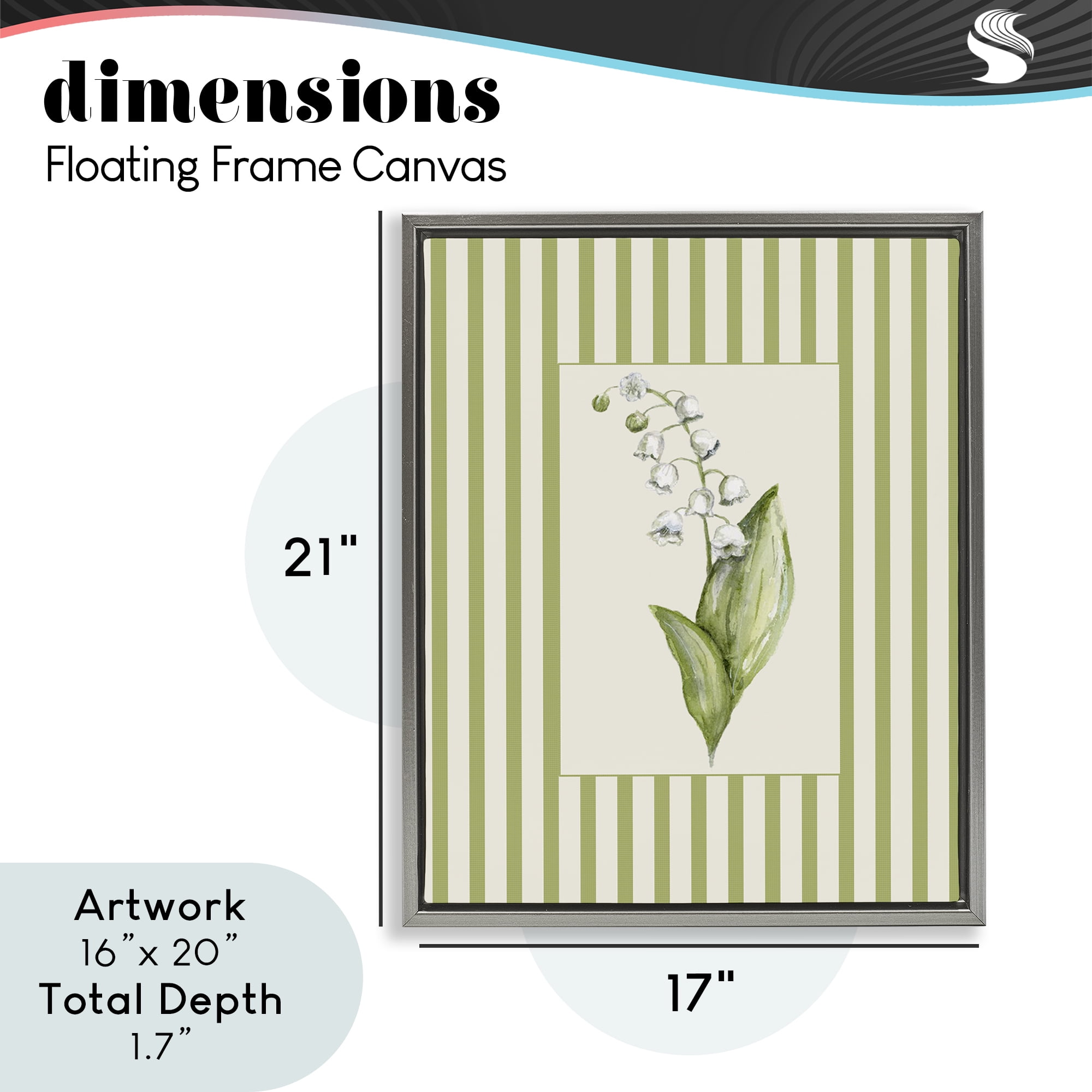 Striped Lily Of The Valley Gray Framed Floater Canvas Wall Art, design by Lisa Wehmeyer