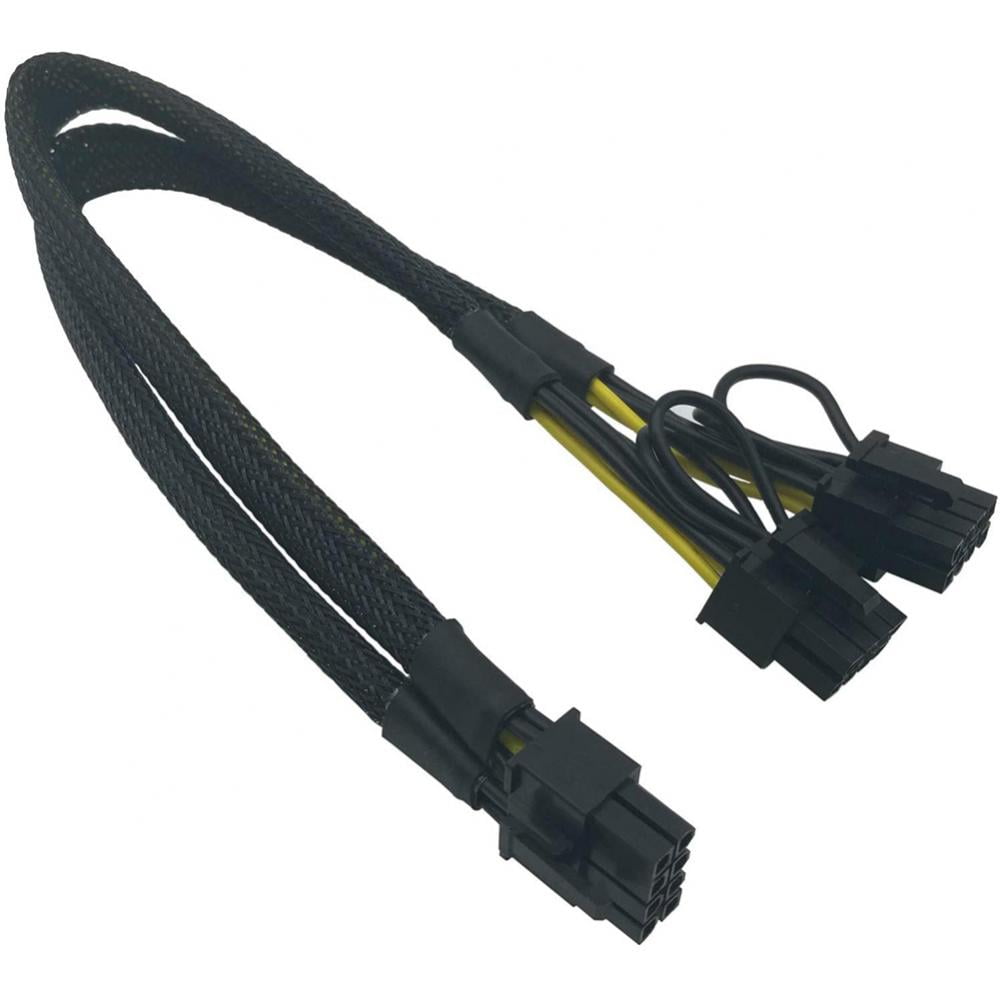 GPU VGA PCIe 8 Pin Female to Dual 2X 8 Pin (6+2) Male PCI Express Power  Adapter Braided Y-Splitter Extension Cable 12-inches