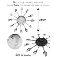 thumbnail image 5 of Reloj de Pared Grande QZ con cubiertos Plata 36 cms x 2 cms, 5 of 5