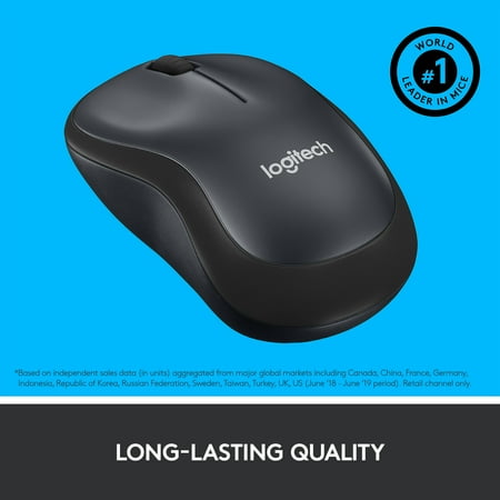 Logitech Silent Wireless Mouse, 2.4 GHz with USB Receiver, 1000 DPI Optical Tracking, 18-Month Battery, Ambidextrous, Compatible with PC, Mac, Laptop