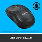 Logitech Silent Wireless Mouse, 2.4 GHz with USB Receiver, 1000 DPI Optical Tracking, Black, Walmart Exclusive