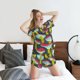 thumbnail image 5 of Fotbe Green Mushroom Conjunto de Pijama Estampado para Mujer, 2 Piezas, Ropa de Dormir con Camiseta de Manga Corta y Shorts Suaves-3X-Large, 5 of 6