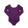 thumbnail image 2 of Leveret Girls Long Sleeve Leotard Classic Solid Color Color: Dark Purple Size: LARGE, 2 of 2