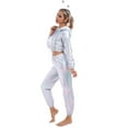 thumbnail image 5 of IBTOM CASTLE Women's Rave Outfit Shiny Crop Top Hoodie Casual Long Pants Hooded Workout Sweatshirt Dance Clubwear M Holographic Silver, 5 of 8