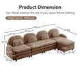 thumbnail image 3 of FFZ Teddy Fabric Cloud 4-Seat Sofa Curved Backrest Lumbar Pillows Ottoman Camel For Living Room Apartment, 3 of 11