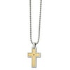 Stainless Steel 24in Polished With 18k Gold .02ct Black Diamond Cross Necklace; for Adults and Teens; for Women and Men