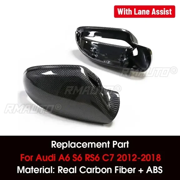 Real Carbon Fiber Car Side Mirror Cover Replacement RearView Mirror Caps Cover For Audi A6 C7 S6 RS6 2012-2018 Rearview Shell