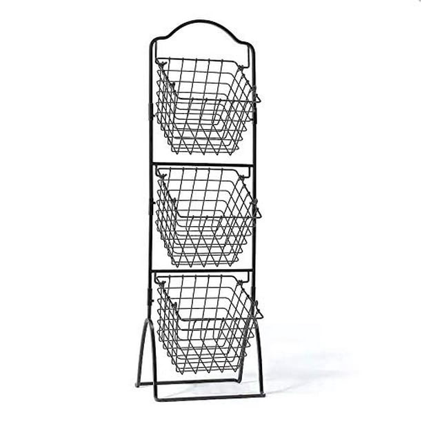 3 Tier Metal Basket Stand Quality Wire Bread Display Rack Fruit