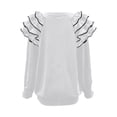 thumbnail image 7 of Yteetum Christmas Sweatshirt for Women Oversized Crewneck Pleated Ruffle Trim Drop Shoulder Pullover Hoodless Sweatshirts Womens Casual Xmas Graphic Print Round Neck Loose Lantern Sleeve Sweatshirts, 7 of 7