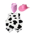 thumbnail image 2 of Yeahdor Kids Girls Cowboy Costume Cow Print Vest with Bandanna and Hat Set Cowgirl Cosplay Party Outfit Pink 8, 2 of 3