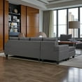 thumbnail image 3 of Cosmic Homes Bexen 2-Piece Reversible Sectional Sofa, Fabric Upholstery, Grey Couch with Cup Holder, 3 of 5