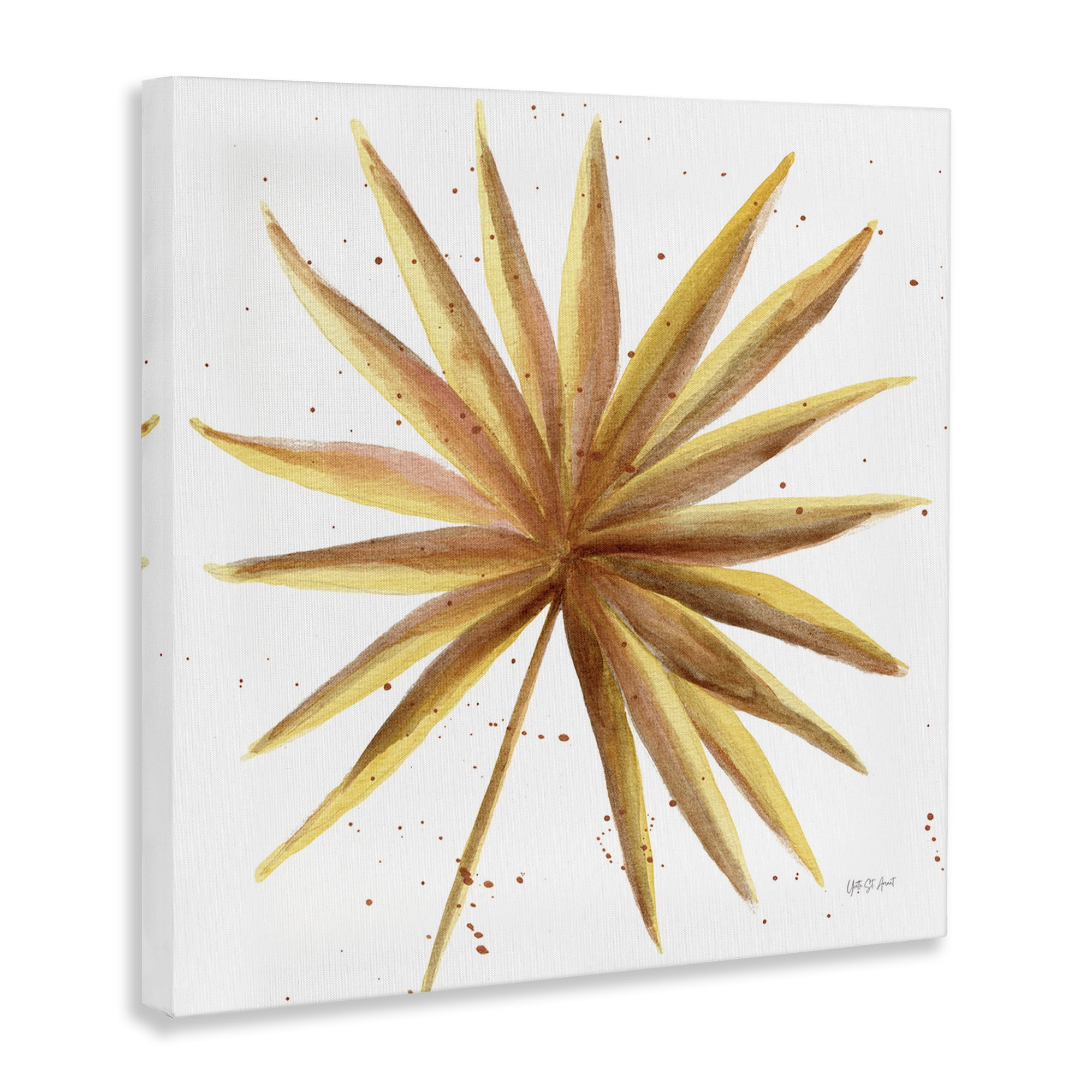 Stupell Industries Golden Palm Frond Botanical & Floral Painting Gallery Wrapped Canvas Art Print Wall Art, 24 x 24