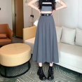 thumbnail image 3 of Falda plisada adelgazante de cintura alta de Greysuit, nueva llegada de otoño de 2024, falda larga de corte A, falda hueca de cintura media para mujer de moda, 3 of 5