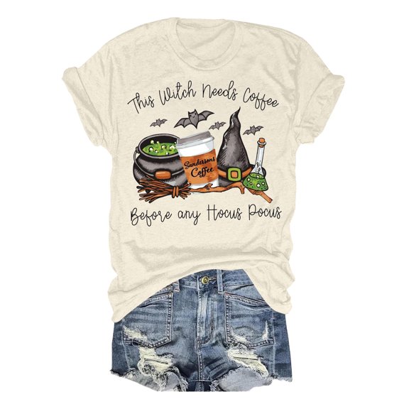 Casual T Shirts for Women Halloween Graphics Print Halloween Short Sleeve Tee Stylish Baggy Womens Tops